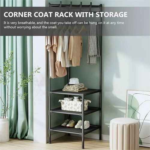 Multifunction Coat Rack Shoe Racks - 3 Levels - Black Item | Buy Multifunction Coat Rack Shoe Racks - 3 Levels - Black | SPOP Enterprise Global